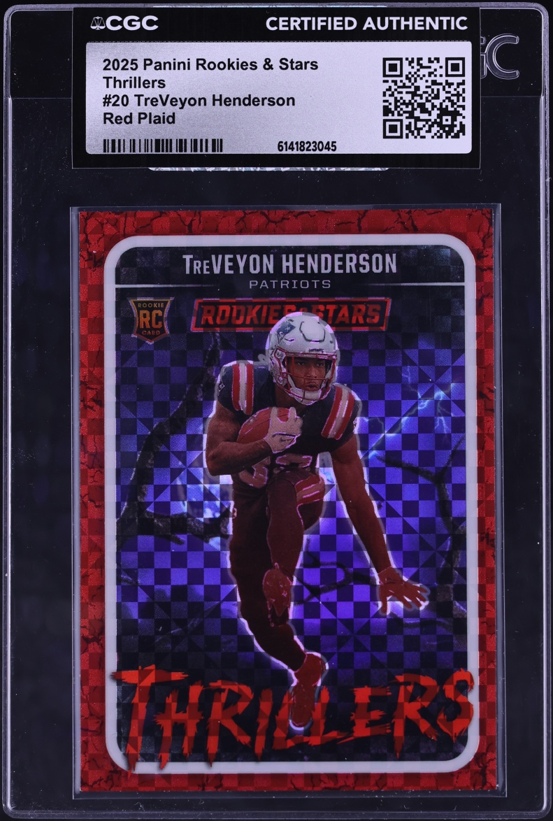 2025 Panini Rookies & Stars Thrillers Red Plaid TreVeyon Henderson ROOKIE #20 CGC AUTH