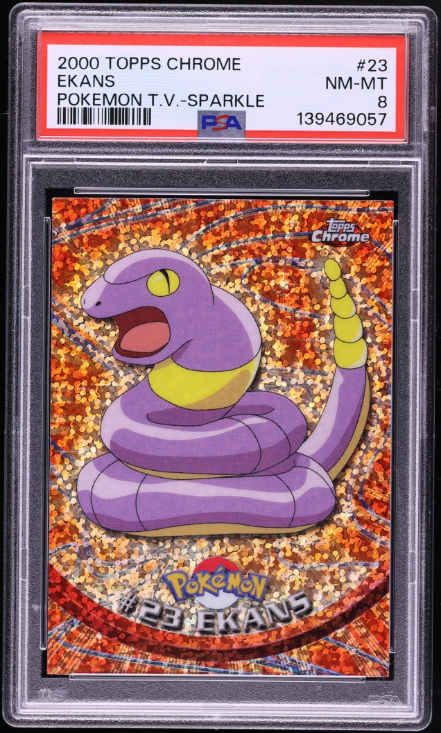 2000 Topps Chrome Pokemon Series 1 Sparkle Ekans #23 PSA 8 NM-MT