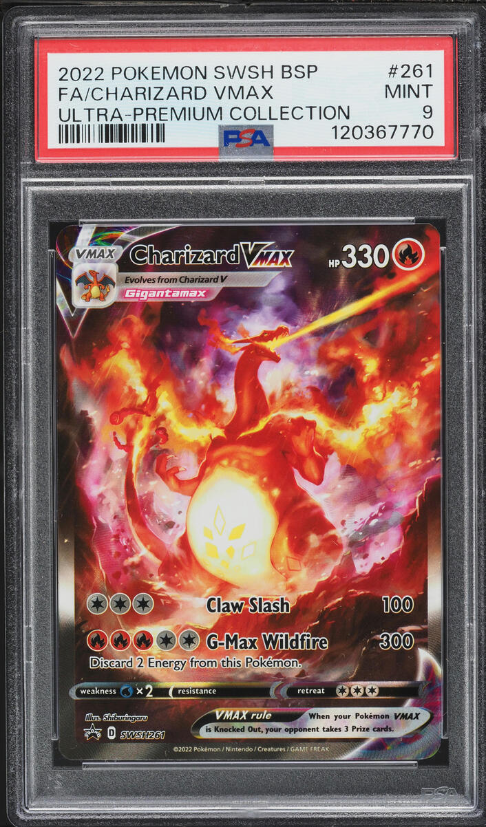 2022 Pokemon Sword & Shield Promo Ultra Premium Alt Art Charizard VMAX #261 PSA 9 MINT
