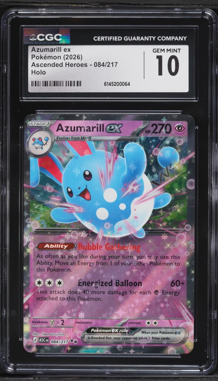 2026 Pokemon Mega Evolution Ascended Heroes Holo Azumarill ex #084 CGC 10 GEM MINT