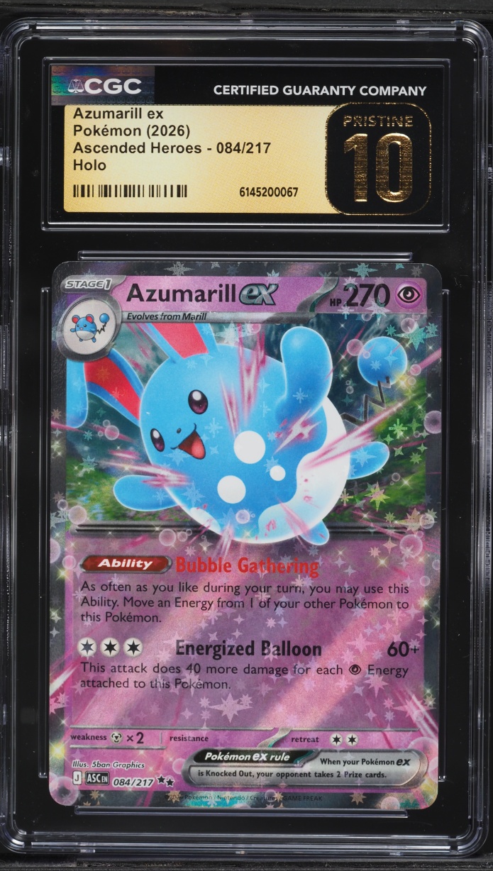 2026 Pokemon Mega Evolution Ascended Heroes Holo Azumarill ex #084 CGC 10 PRISTINE