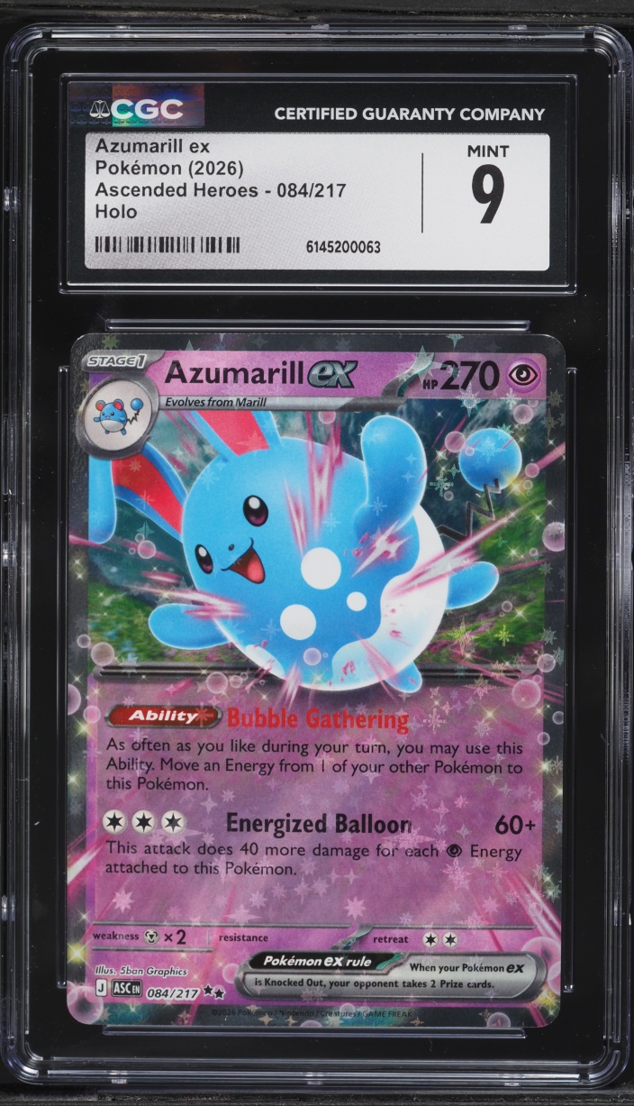 2026 Pokemon Mega Evolution Ascended Heroes Holo Azumarill ex #084 CGC 9 MINT