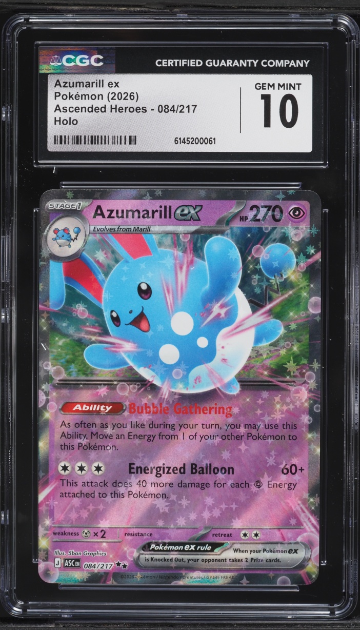 2026 Pokemon Mega Evolution Ascended Heroes Holo Azumarill ex #084 CGC 10 GEM MINT