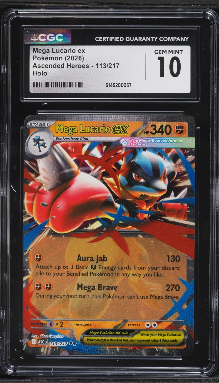 2026 Pokemon Mega Evolution Ascended Heroes Holo Mega Lucario ex #113 CGC 10 GEM MINT