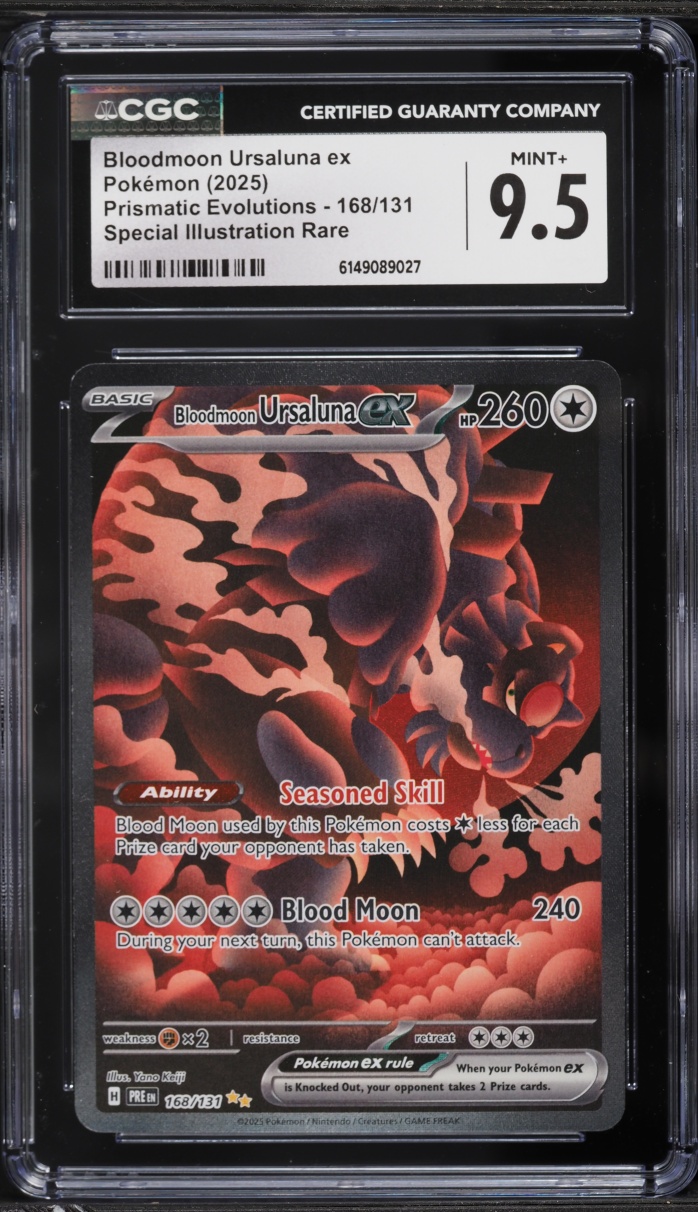 2025 Pokemon SV Prismatic Evolutions SIR Bloodmoon Ursaluna ex #168 CGC 9.5 MINT+