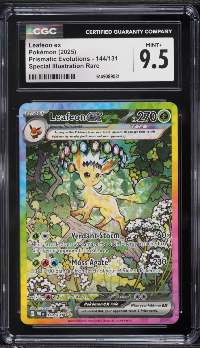 2025 Pokemon Scarlet & Violet Prismatic Evolutions SIR Leafeon ex #144 CGC 9.5 MINT+