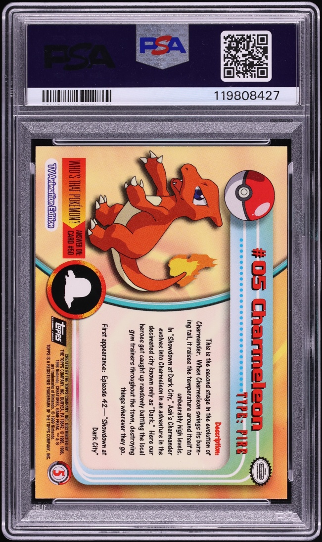 1999 Topps Pokemon TV Series 1 Charmeleon #5 PSA 9 MINT