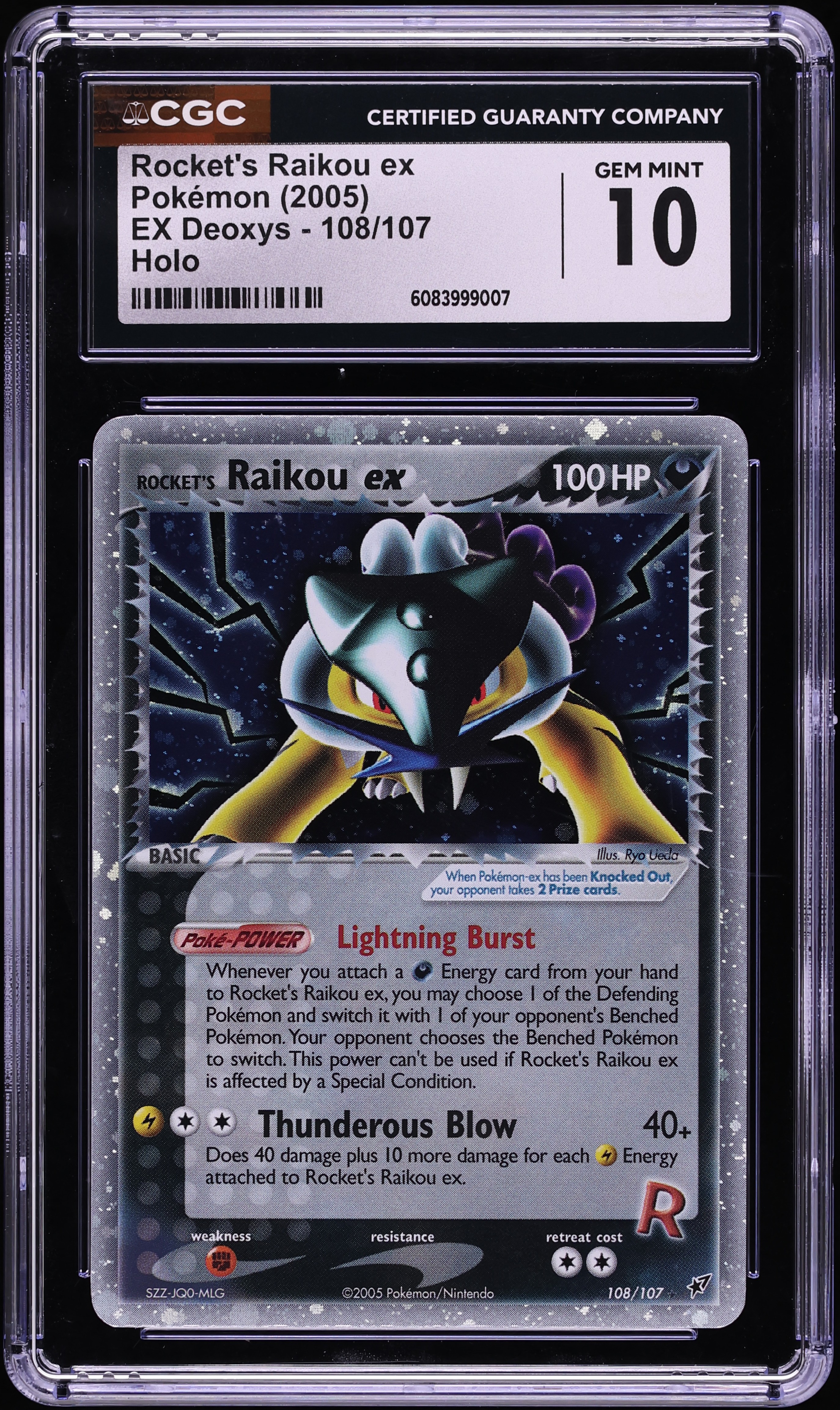 2005 Pokemon EX Deoxys Holo Rocket's Raikou ex #108 CGC 10 GEM MINT