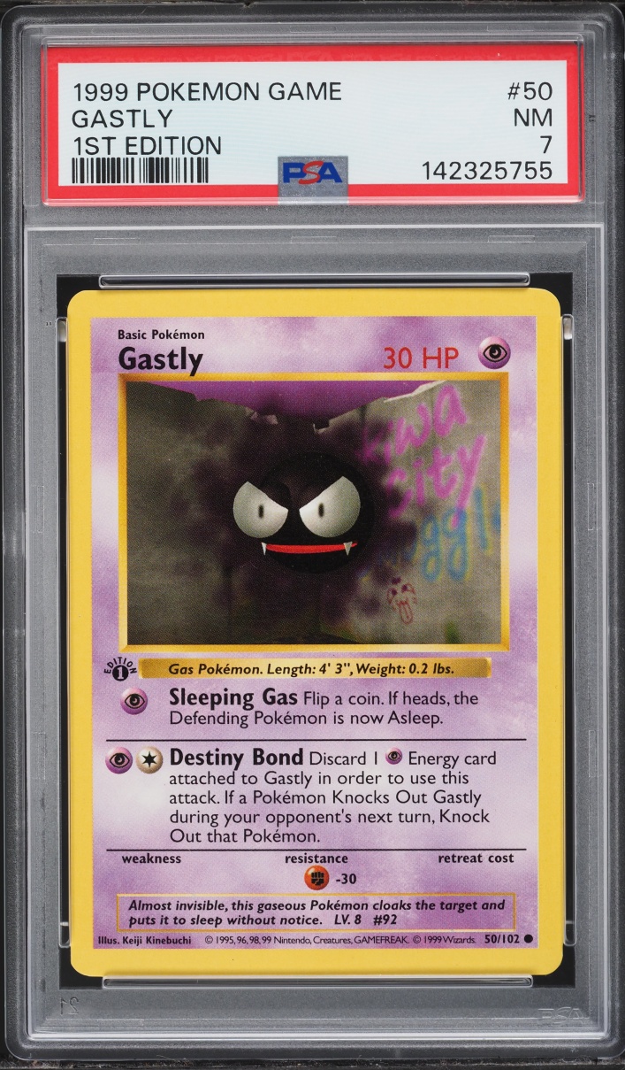 1999 Pokemon Base Set Shadowless 1st Edition Gastly #50 PSA 7 NRMT