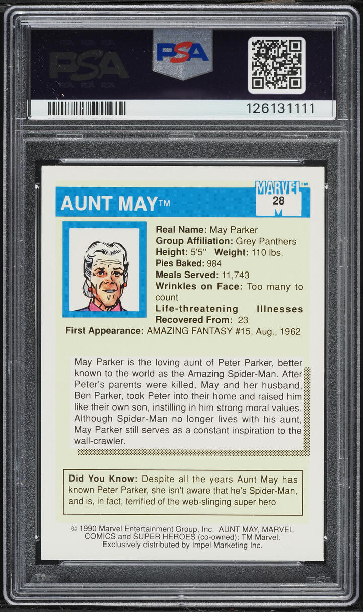 1990 Impel Marvel Universe Aunt May #28 PSA 9 MINT