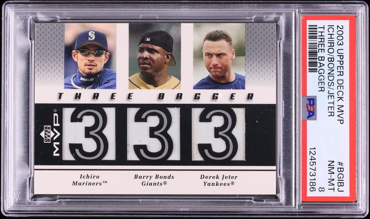 2003 Upper Deck MVP Three Bagger Ichiro Barry Bonds Derek Jeter BASE ...