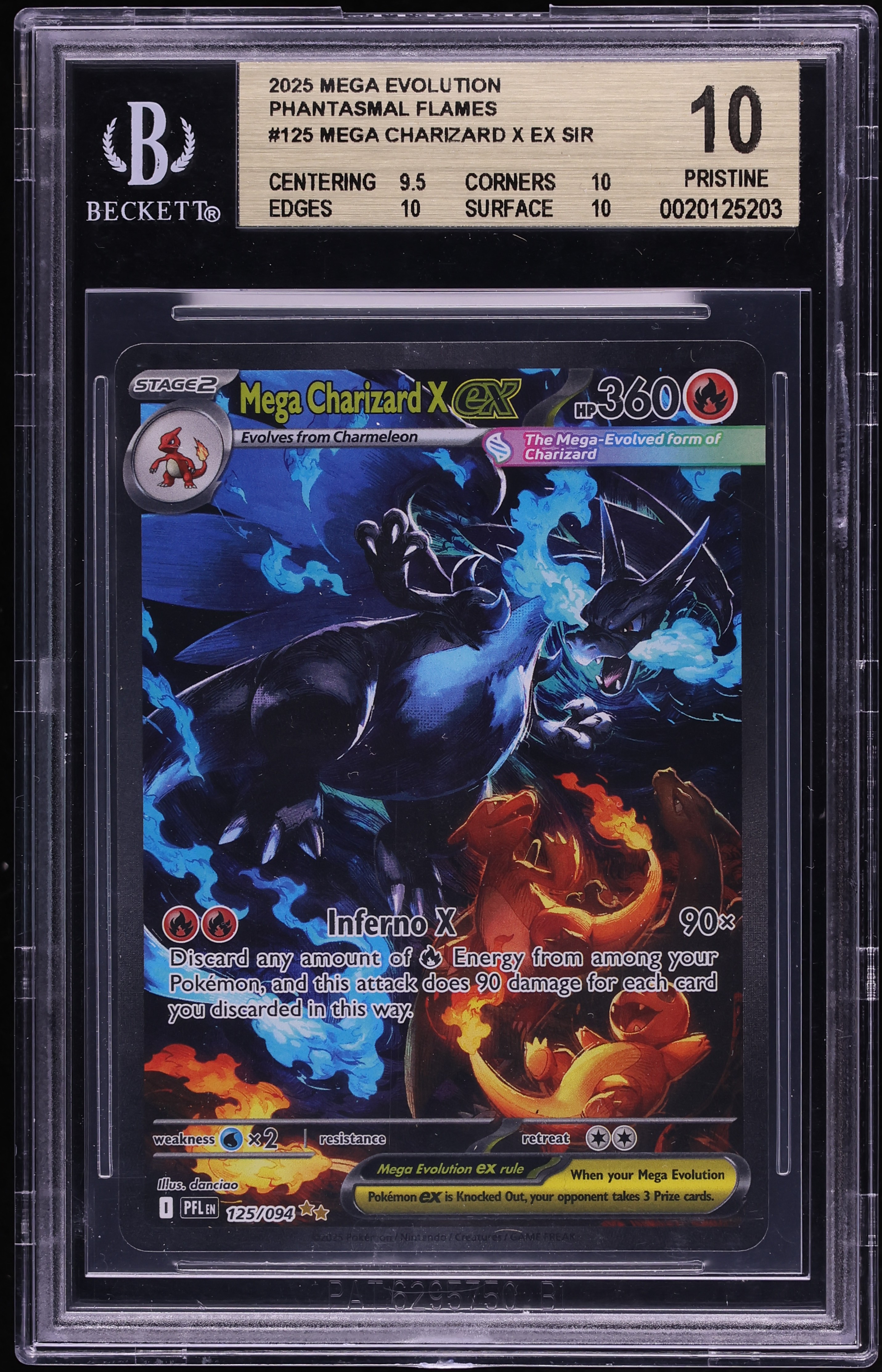 2025 Pokemon Mega Evolution Phantasmal Flames SIR Mega Charizard X ex #125 BGS 10 PRISTINE