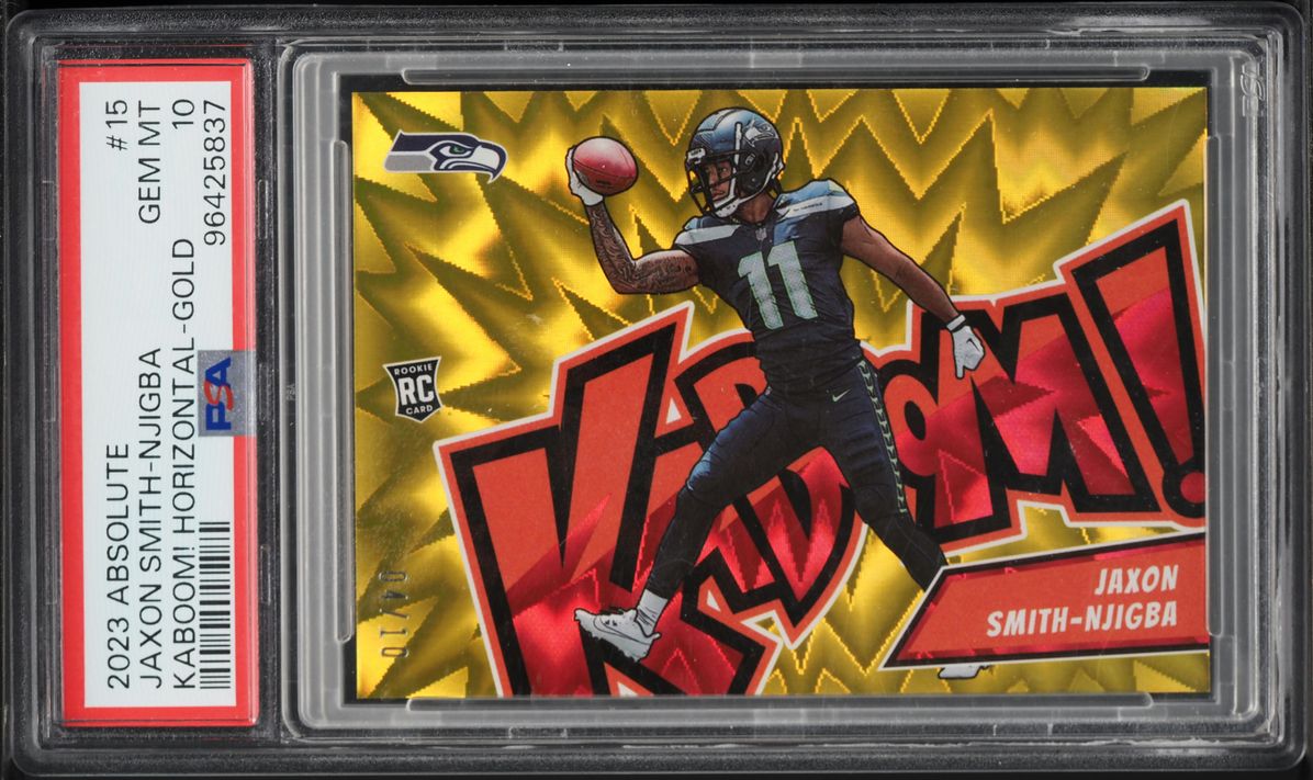 2023 Absolute Kaboom! Horizontal Gold Jaxon Smith-Njigba ROOKIE /10 #15 PSA 10 GEM MINT