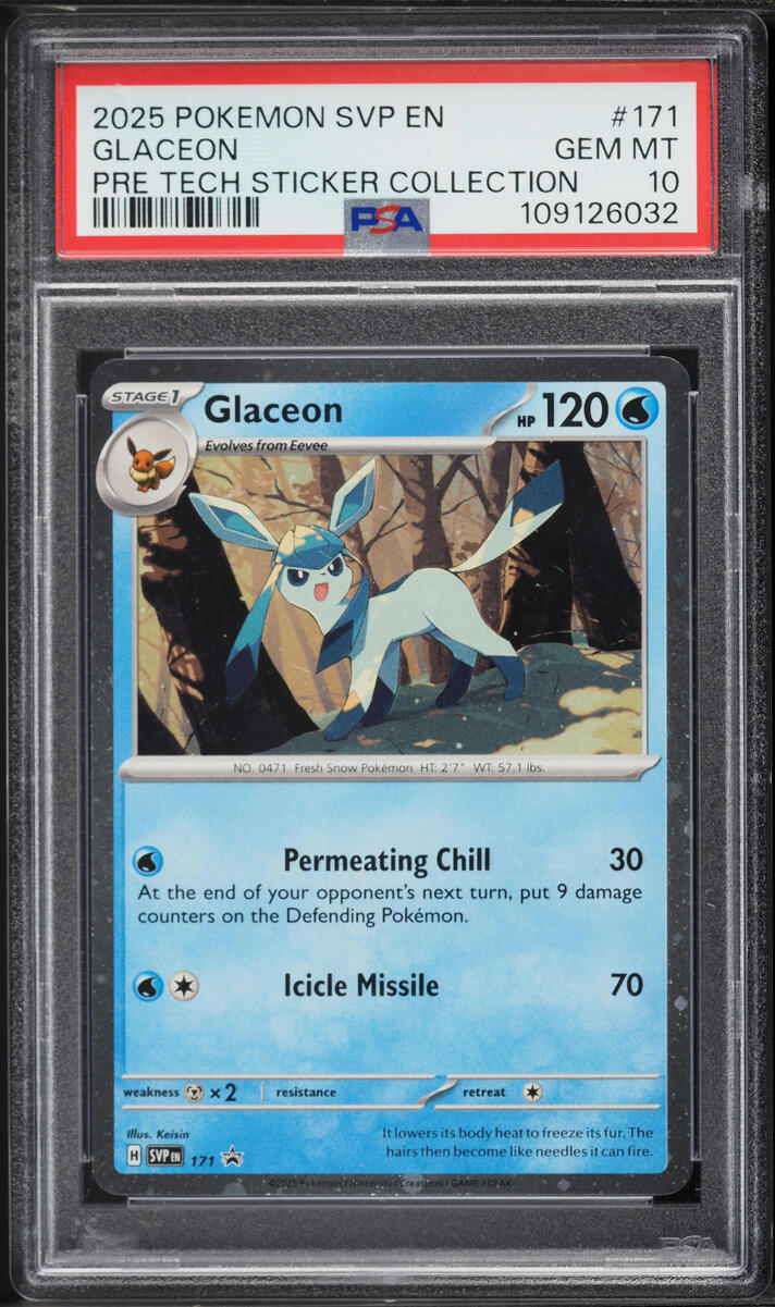 2025 Pokemon Scarlet & Violet Promo Tech Sticker Collection Glaceon #171 PSA 10 GEM MINT