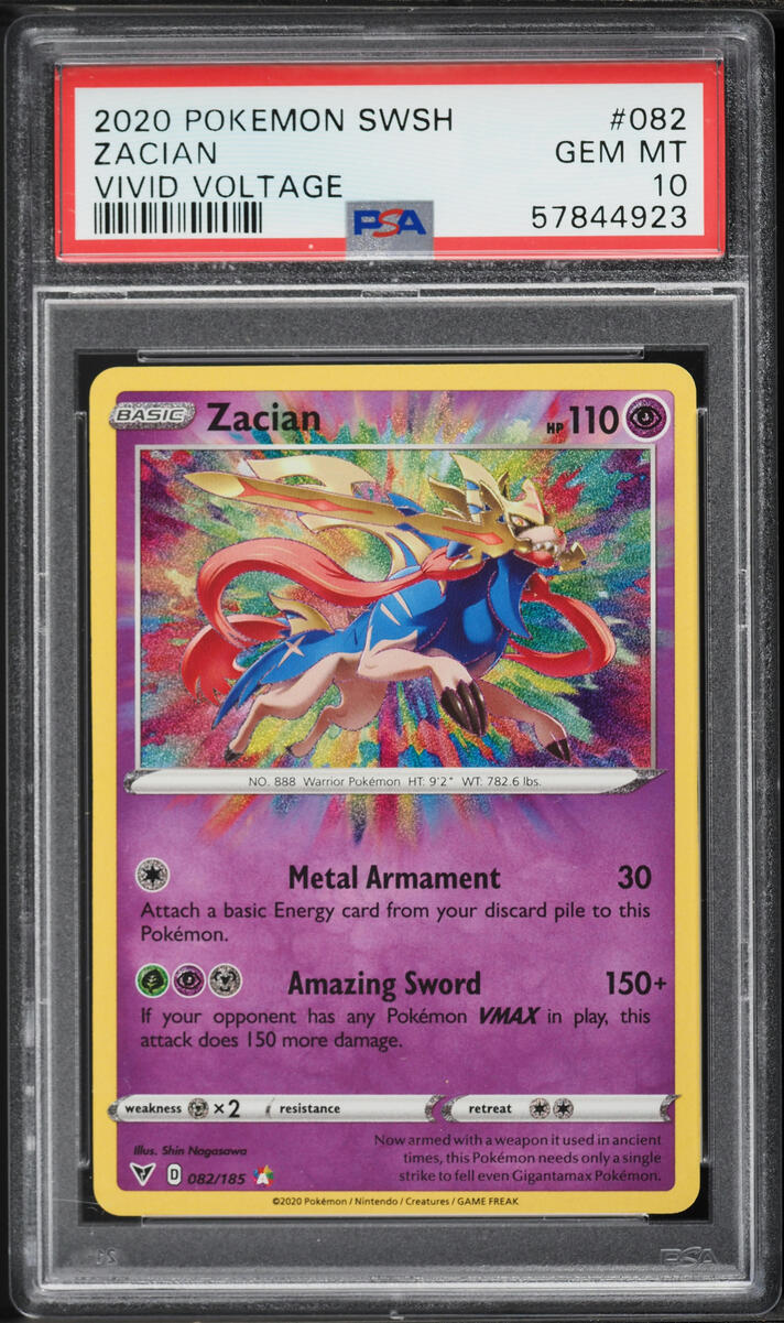 2020 Pokemon Sword & Shield Vivid Voltage Amazing Rare Zacian #82 PSA 10 GEM MINT
