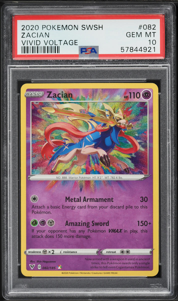 2020 Pokemon Sword & Shield Vivid Voltage Amazing Rare Zacian #82 PSA 10 GEM MINT