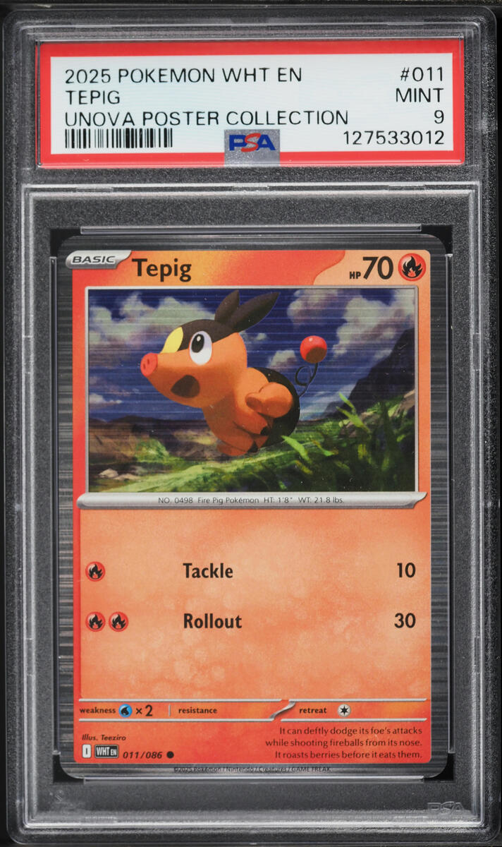 2025 Pokemon Scarlet & Violet White Flare Unova Poster Collection Tepig #011 PSA 9 MINT