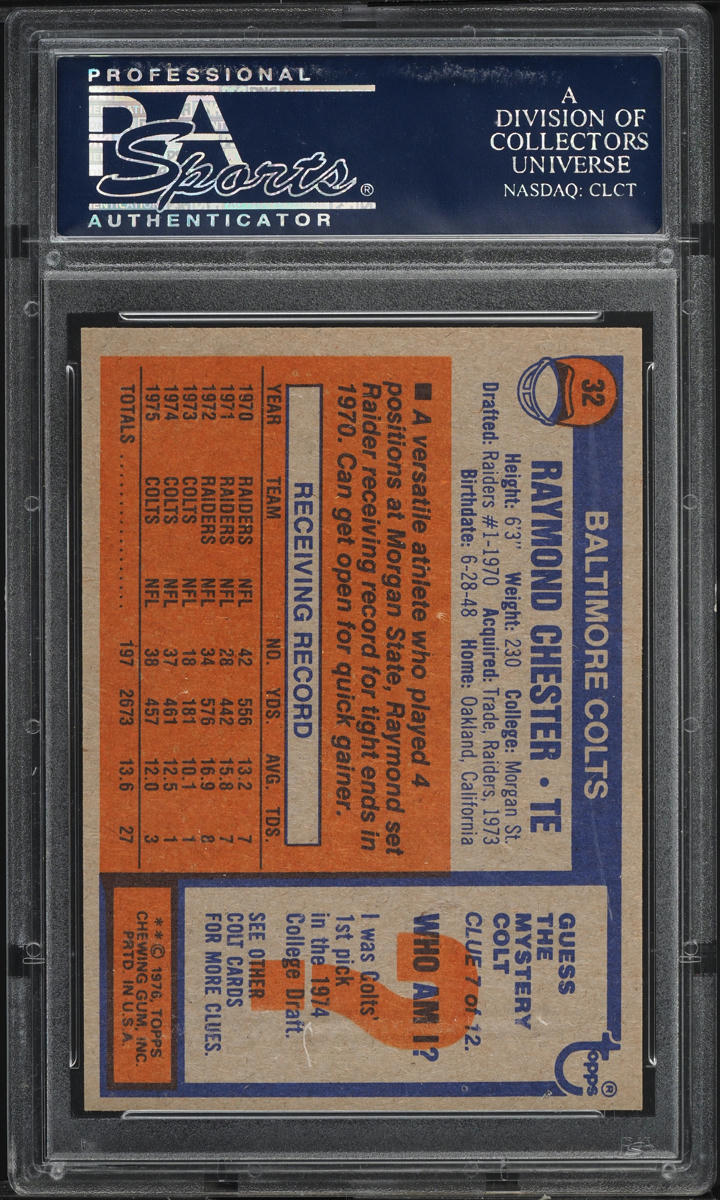 1976 Topps Football Raymond Chester #32 PSA 10 GEM MINT