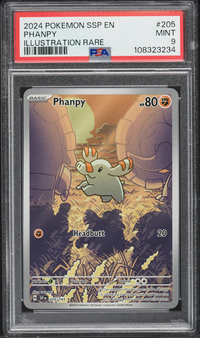 2024 Pokemon Scarlet & Violet Surging Sparks IR Phanpy #205 PSA 9 MINT