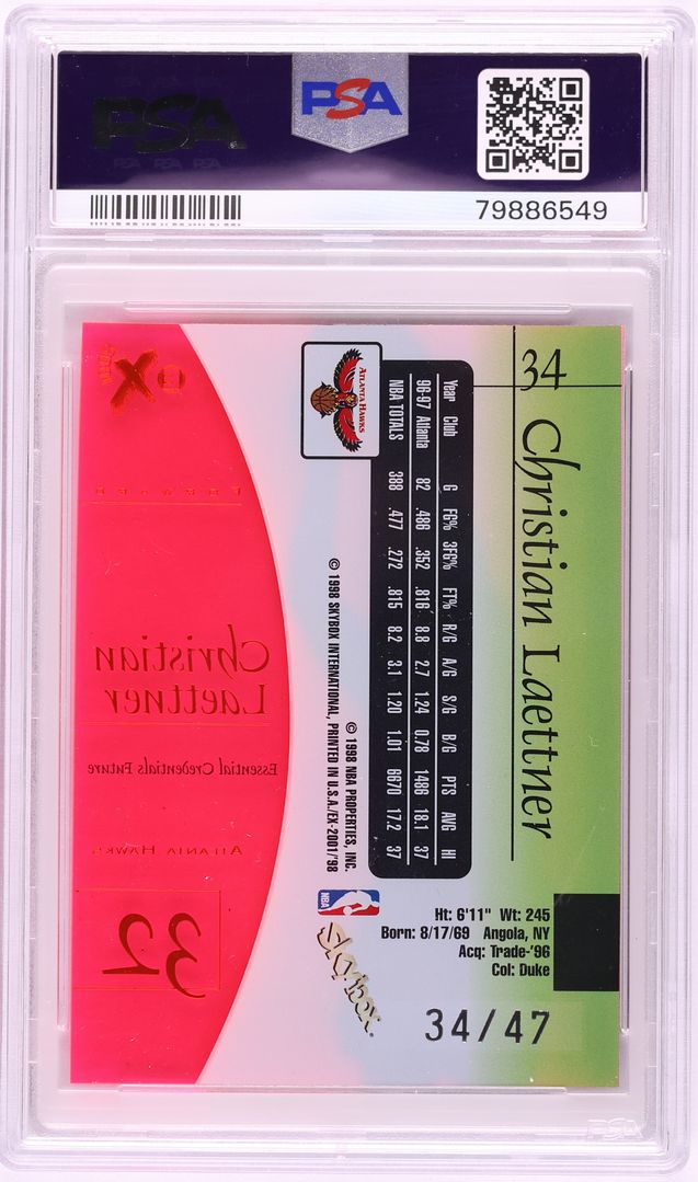 1997 Skybox E-X 2001 Essential Credentials Future Christian Laettner /47 #34 PSA 5 EX - Photo 2