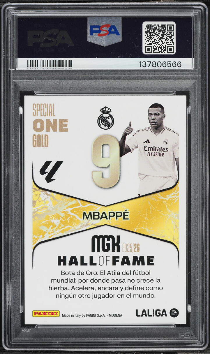 2025 Panini Megacracks La Liga EA Sports Special One Gold Kylian Mbappe PSA 10 GEM MINT