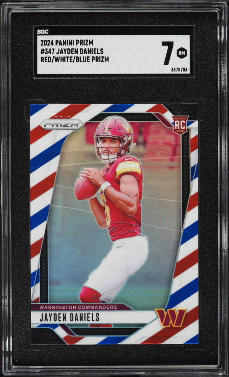 2024 Panini Prizm Red White Blue Jayden Daniels ROOKIE #347 SGC 7 NRMT