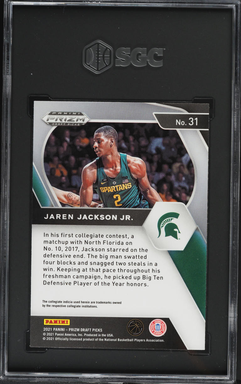 2021 Panini Prizm Draft Picks Silver Jaren Jackson Jr. #31 SGC 10 GEM MINT