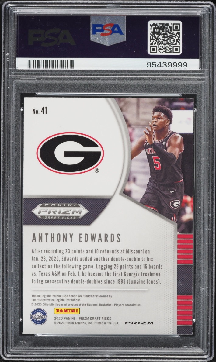 2020 Panini Prizm Draft Pink Ice Anthony Edwards ROOKIE #41 PSA 10 GEM MINT