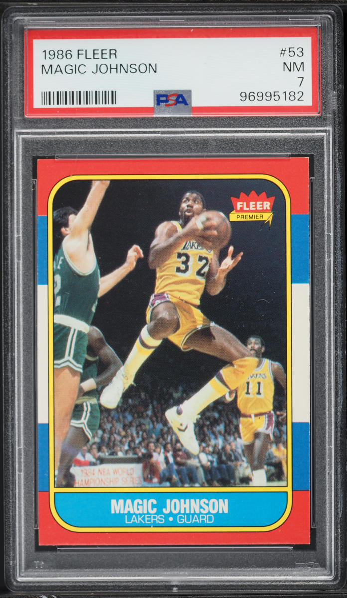 1986 Fleer Basketball Magic Johnson #53 PSA 7 NRMT