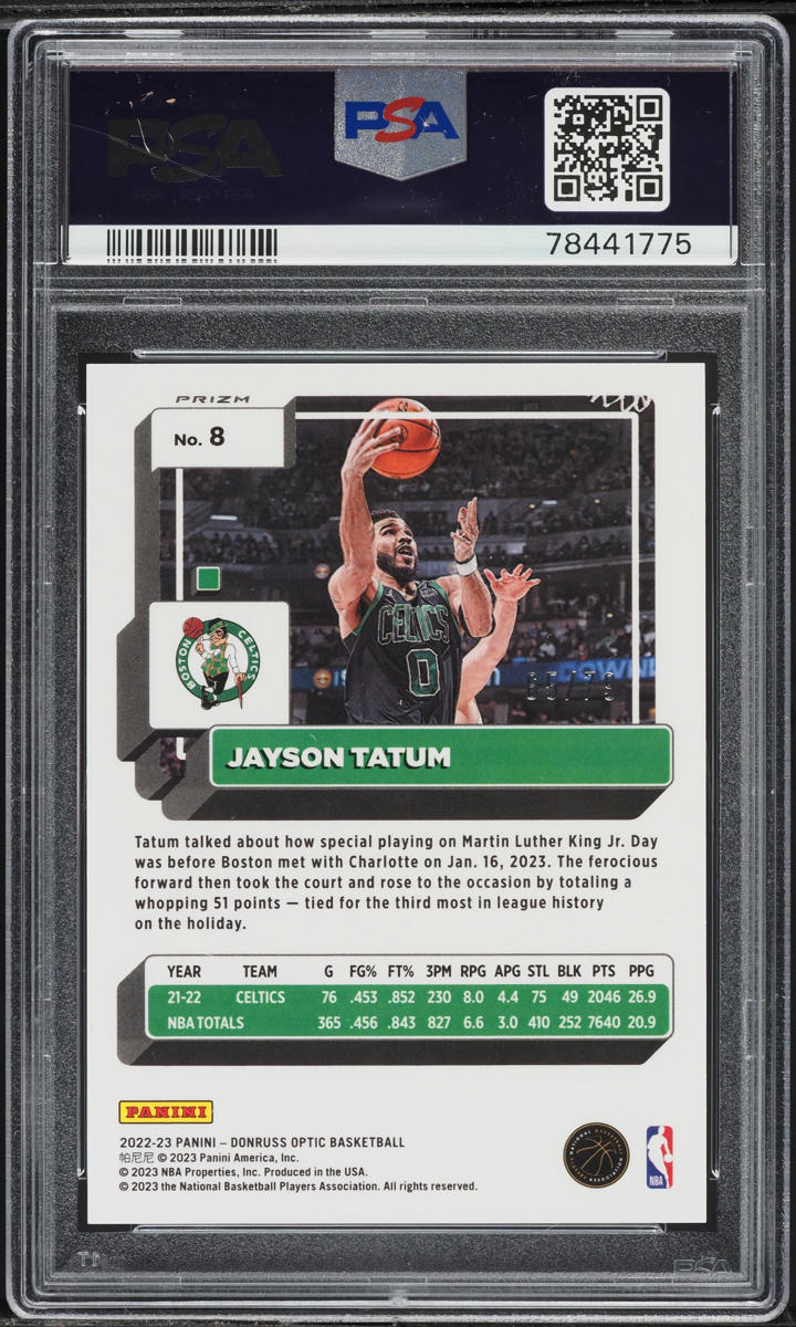 2022 Donruss Optic Pink Velocity Jayson Tatum /79 #8 PSA 10 GEM MINT
