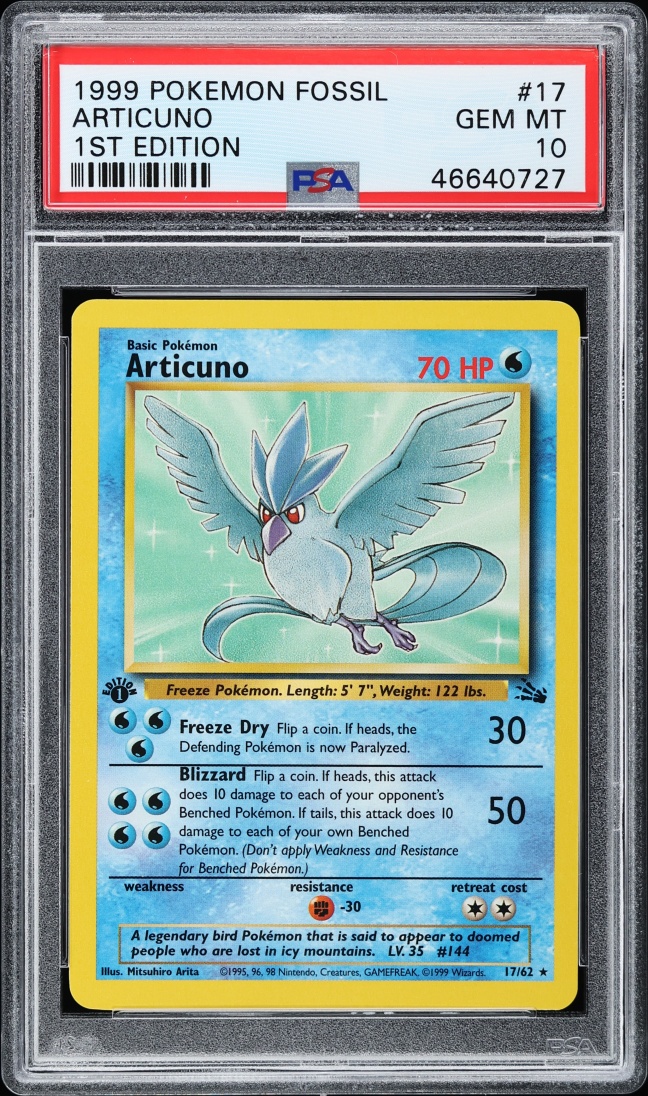 1999 Pokemon Fossil 1st Edition Articuno #17 PSA 10 GEM MINT