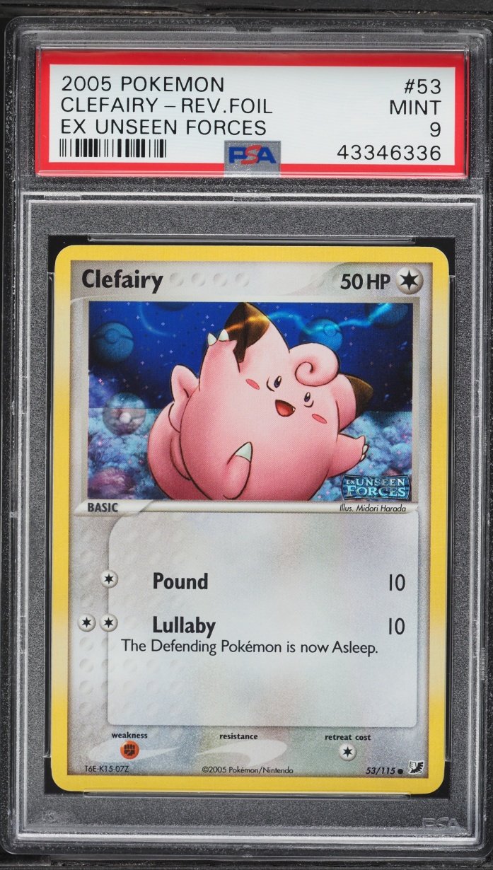 2005 Pokemon EX Unseen Forces Reverse Holo Clefairy #53 PSA 9 MINT