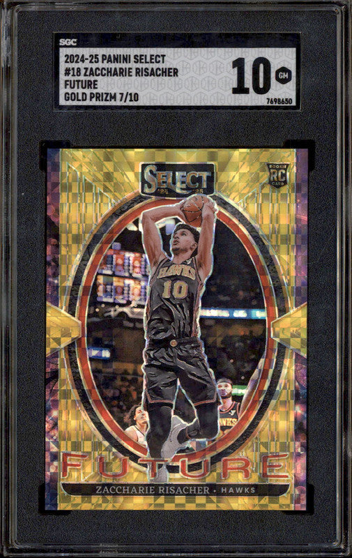 2024-25 Panini Select Select Future Gold Prizm #18 Zaccharie Risacher /10 SGC 10 - Main Image