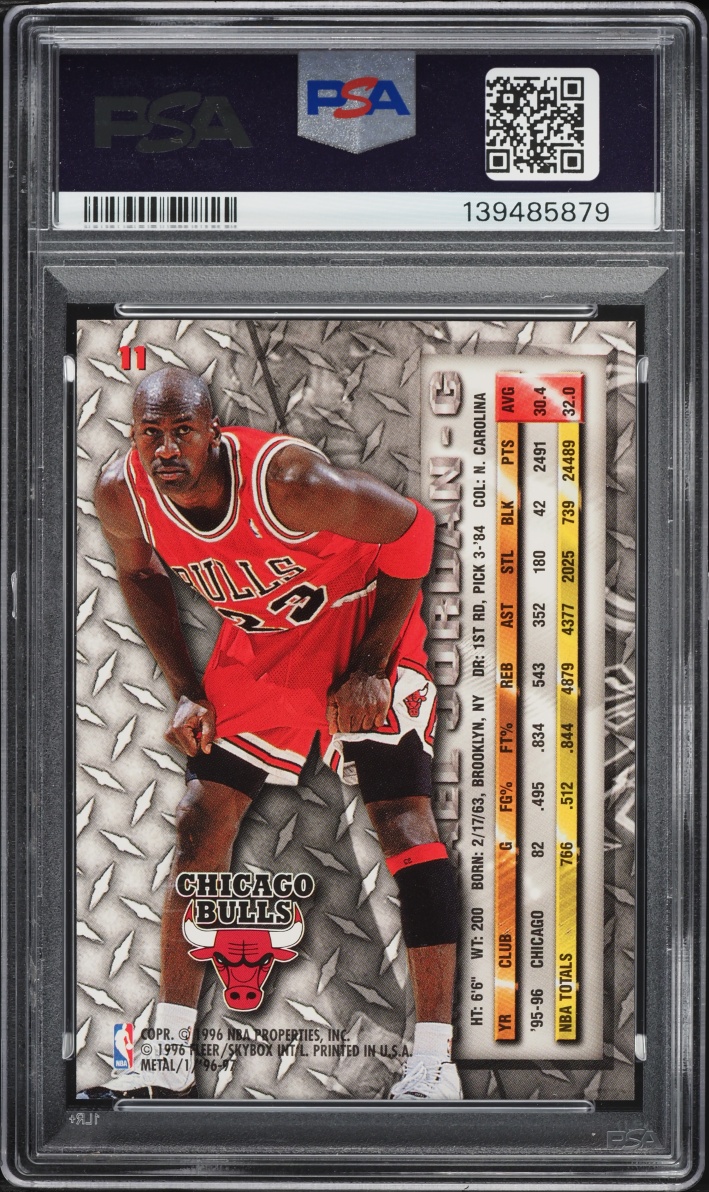 1996 Metal Basketball Michael Jordan #11 PSA 9 MINT