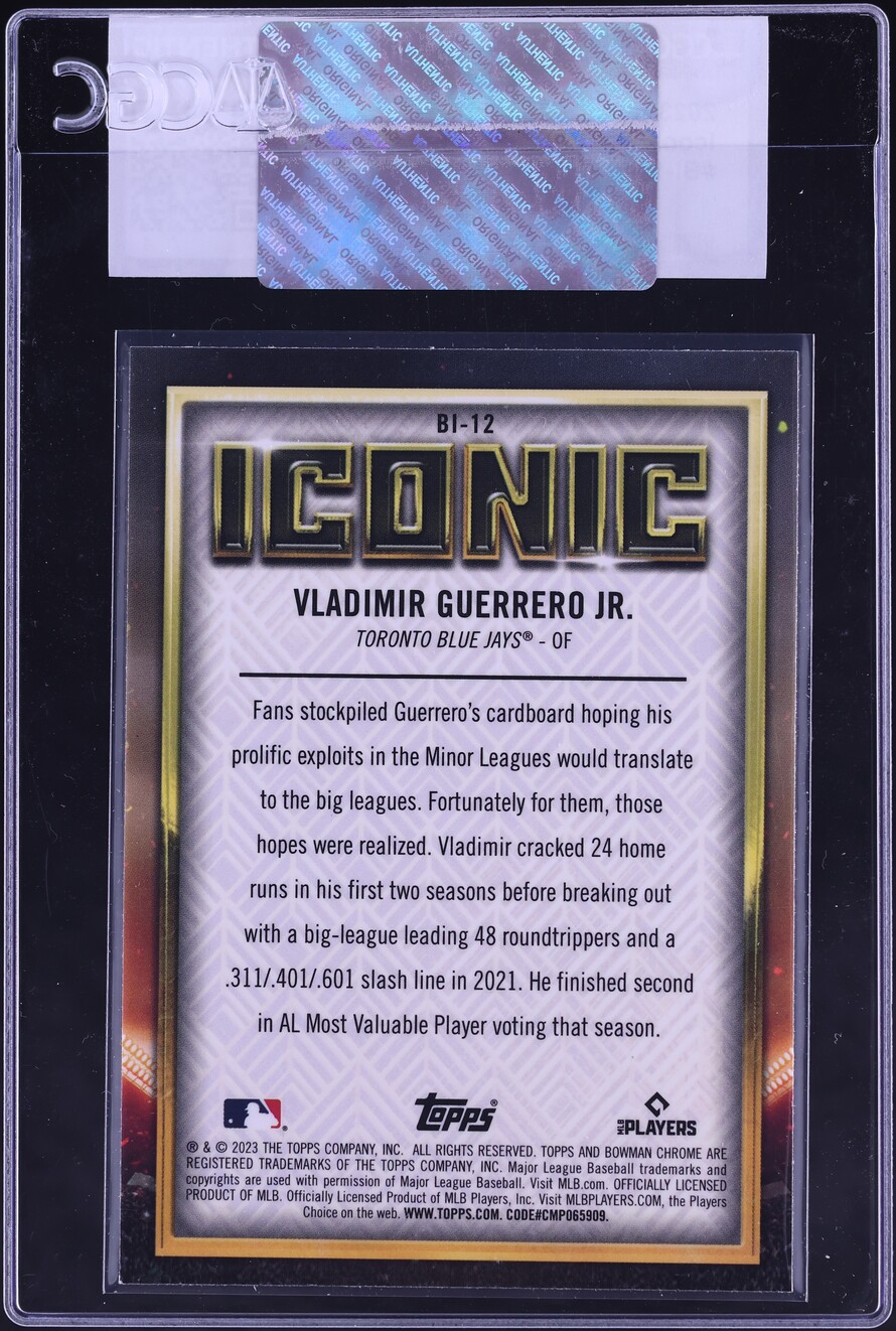 2023 Bowman Chrome Iconic Vladimir Guerrero Jr. #BI-12 CGC AUTH