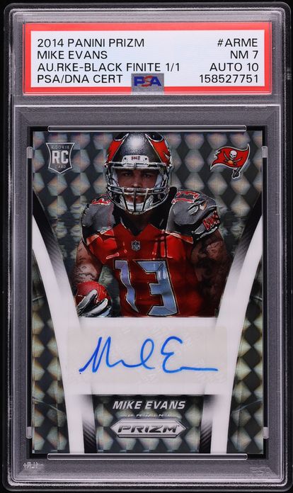 2014 Panini Prizm Black Finite Mike Evans ROOKIE AUTO DNA 10 1/1 #AR-ME PSA 7 NRMT