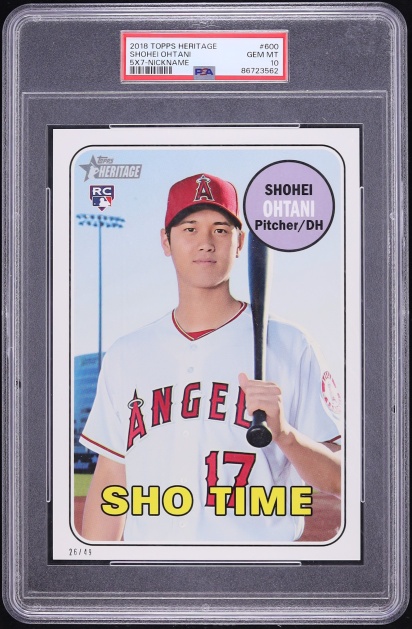 2018 Topps Heritage 5x7 Nickname Shohei Ohtani ROOKIE #600 PSA 10 GEM MINT