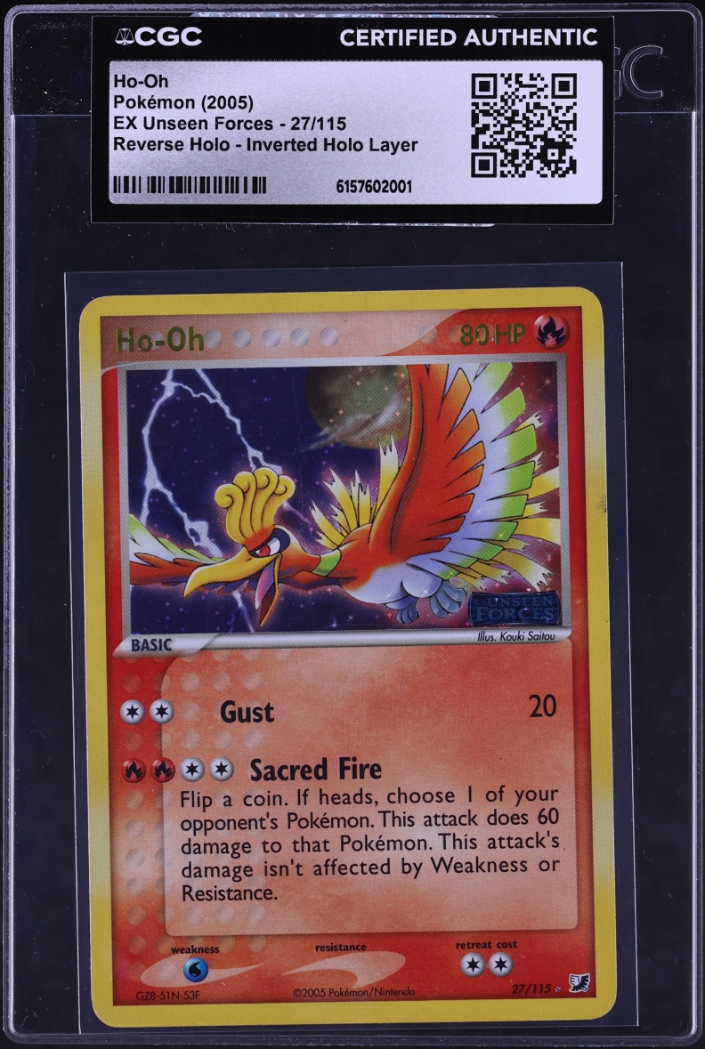 2005 Pokemon EX Unseen Forces Reverse Inverted Holo Layer Ho-Oh #27 CGC AUTH