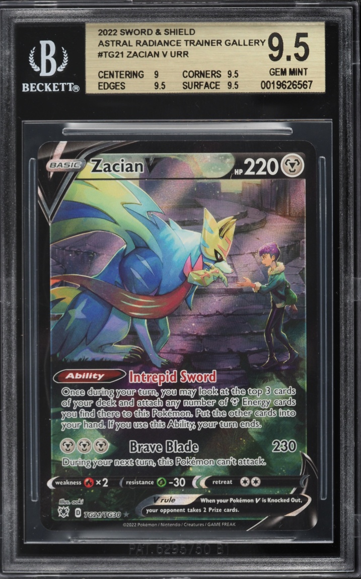 2022 Pokemon Sword & Shield Astral Radiance Trainer Gallery Full Art Zacian V #TG21 BGS 9.5 GEM