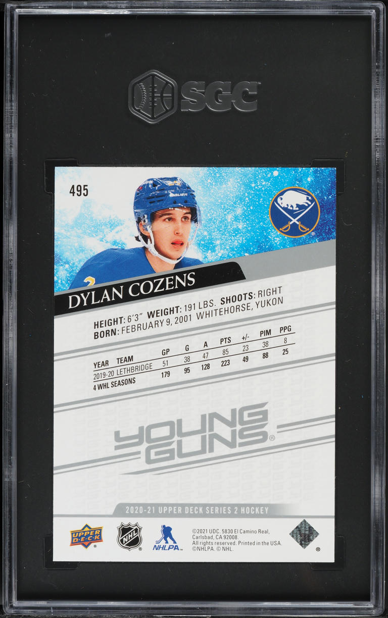2020 Upper Deck Young Guns Dylan Cozens ROOKIE #495 SGC 9.5 MINT+