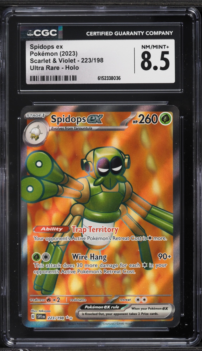 2023 Pokemon Scarlet & Violet Full Art Spidops ex #223 CGC 8.5 NM-MT+