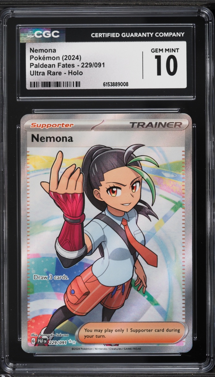 2024 Pokemon Scarlet & Violet Paldean Fates Full Art Nemona #229 CGC 10 GEM MINT