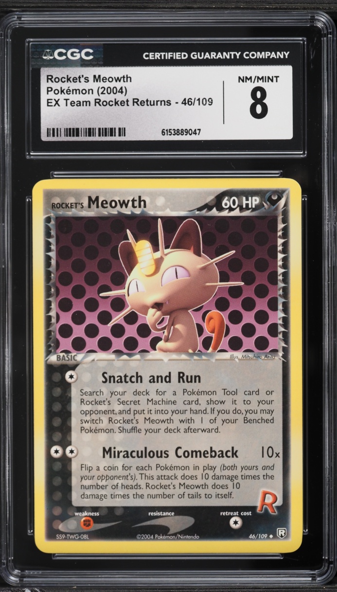2004 Pokemon EX Team Rocket Returns Rocket's Meowth #46 CGC 8 NM-MT