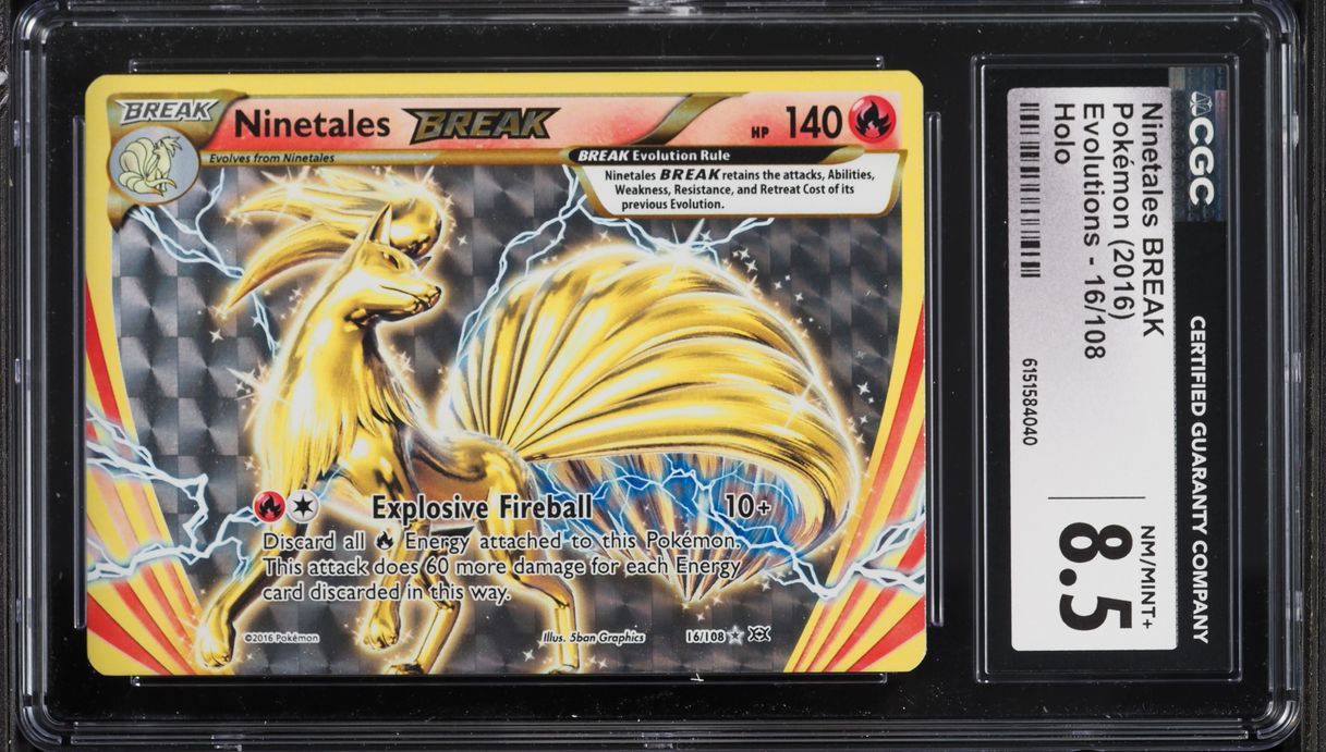 2016 Pokemon XY Evolutions Holo Ninetales BREAK #16 CGC 8.5 NM-MT+