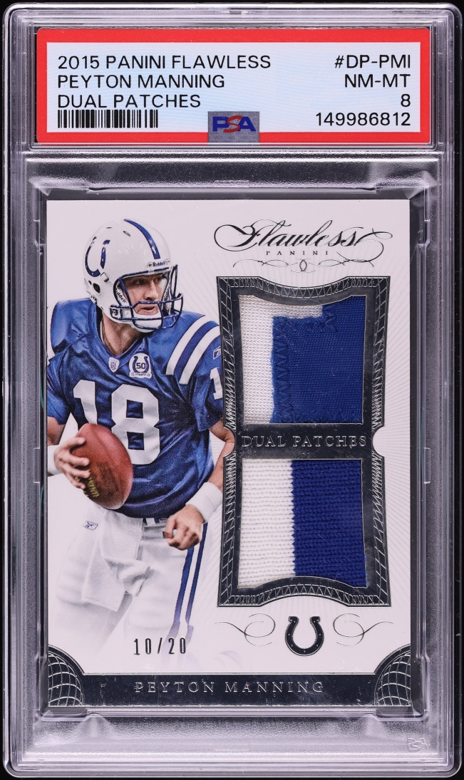 2015 Panini Flawless Peyton Manning PATCH /20 #DP-PMI PSA 8 NM-MT - Photo 1