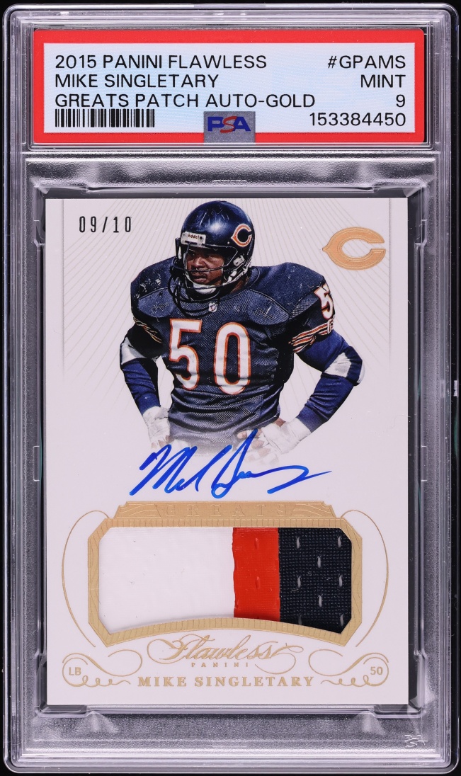 2015 Panini Flawless Greats Gold Mike Singletary PATCH AUTO /10 #GPA-MS PSA 9 MINT - Photo 1