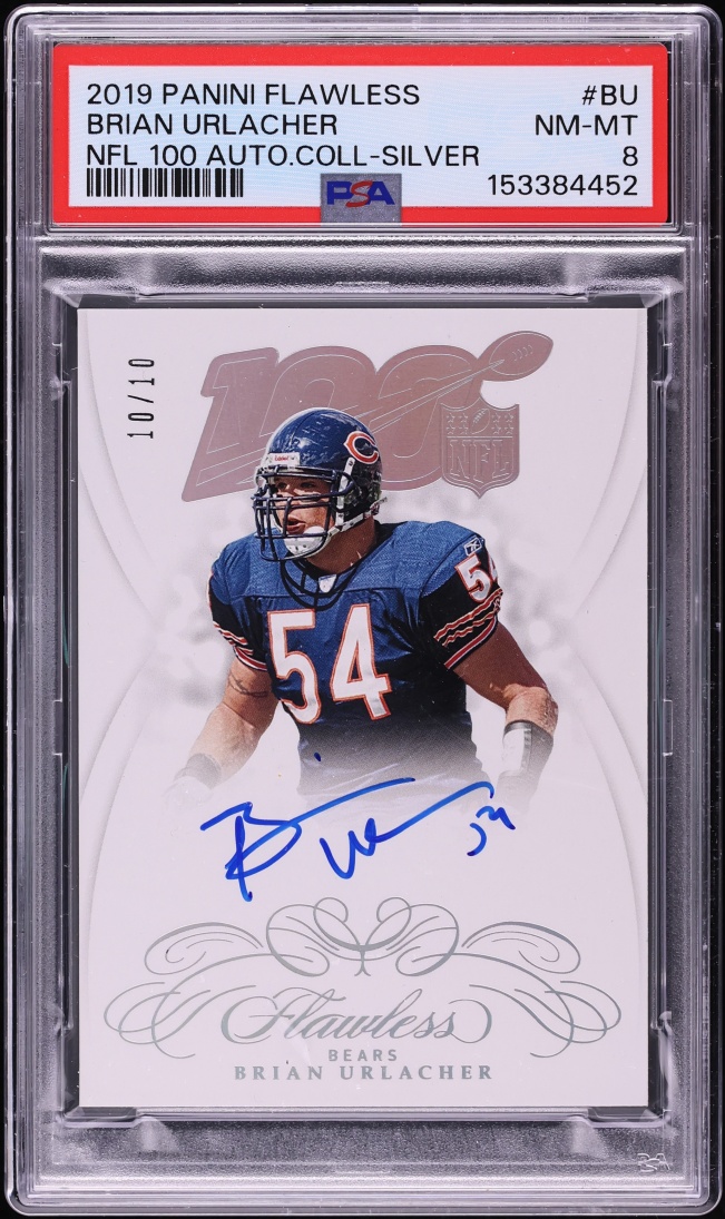 2019 Panini Flawless NFL 100 Silver Brian Urlacher AUTO 10/10 #NFL100-BU PSA 8 NM-MT - Photo 1
