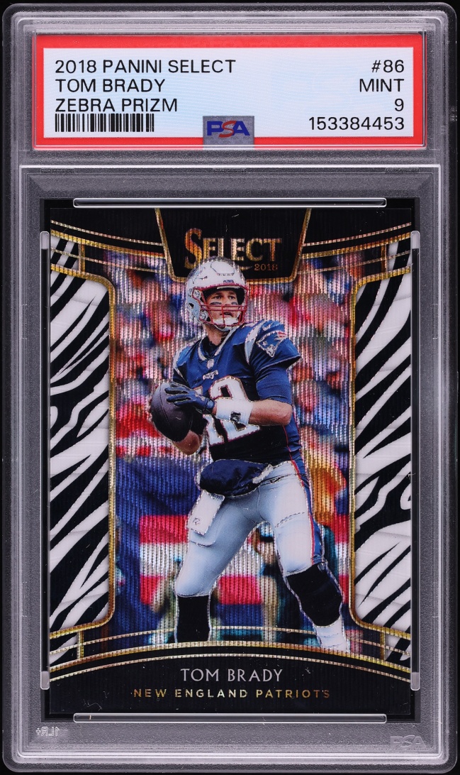 2018 Select Concourse Zebra Prizm Tom Brady #86 PSA 9 MINT - Photo 1