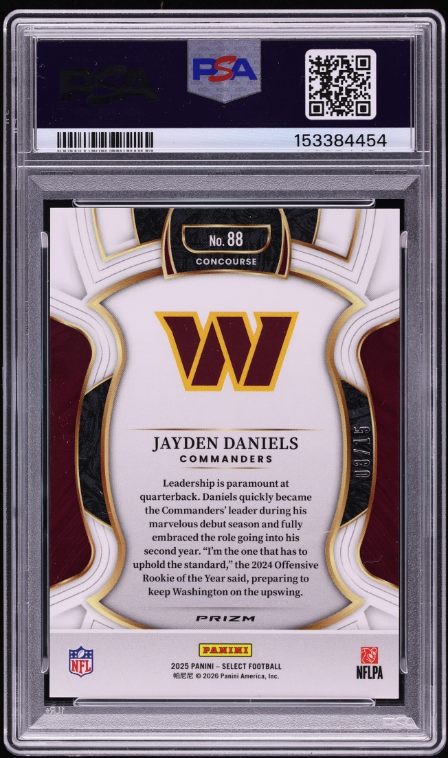2025 Select Concourse Pink Glitter Jayden Daniels /15 #88 PSA 10 GEM MINT - Photo 2