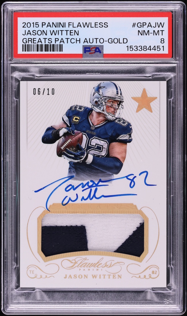 2015 Panini Flawless Greats Gold Jason Witten PATCH AUTO /10 #GPA-JW PSA 8 NM-MT - Photo 1
